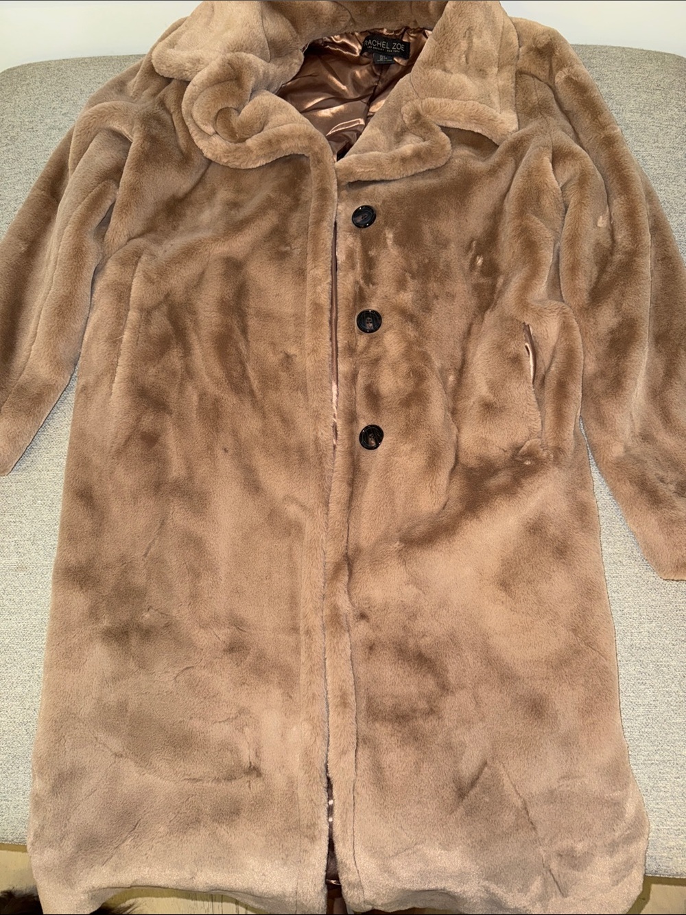 Rachel Zoe Taupe Faux Fur Coat